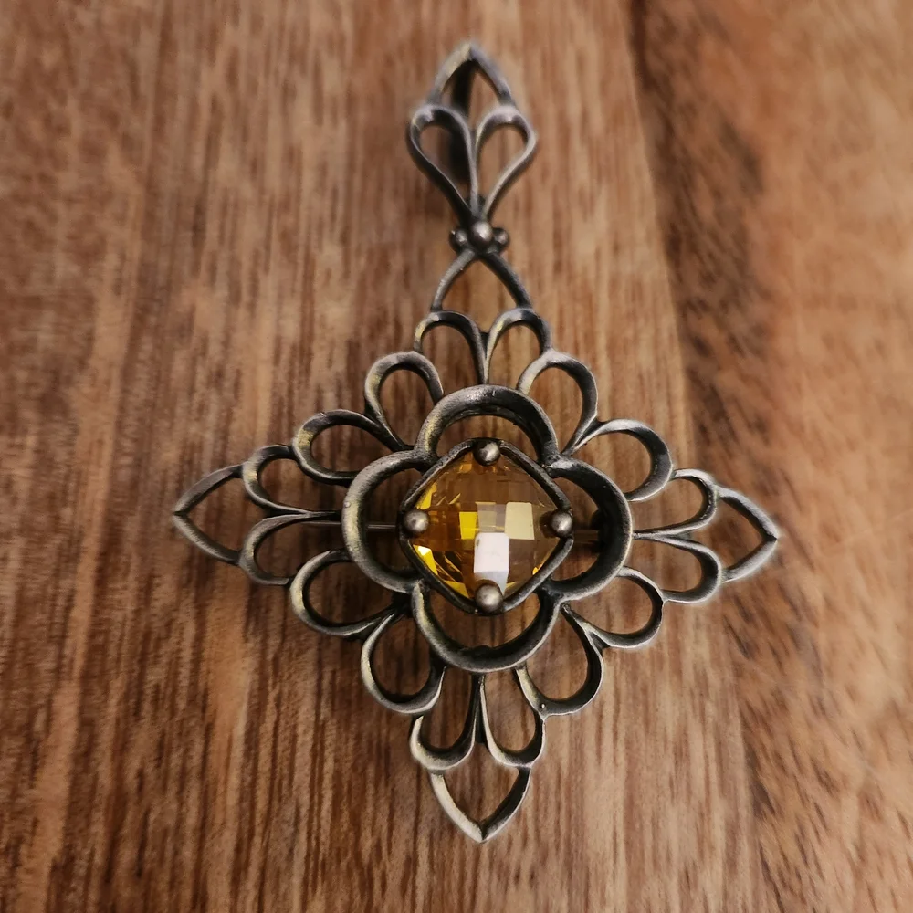 Vintage Sterling Silver Silpada Pendant with Yellow Gemstone
